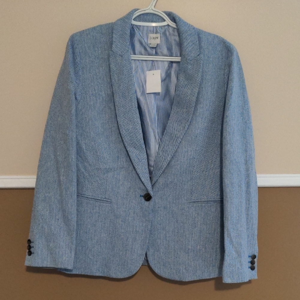 Women's Blue Herringbone Blazer